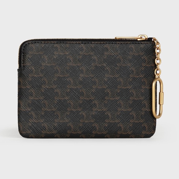 NWT Celine Black and Brown Coin and Card Pouch With Keyring - Picture 6 of 8